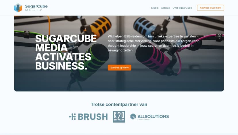 screenshot of webpage of sugarcube-media.nl